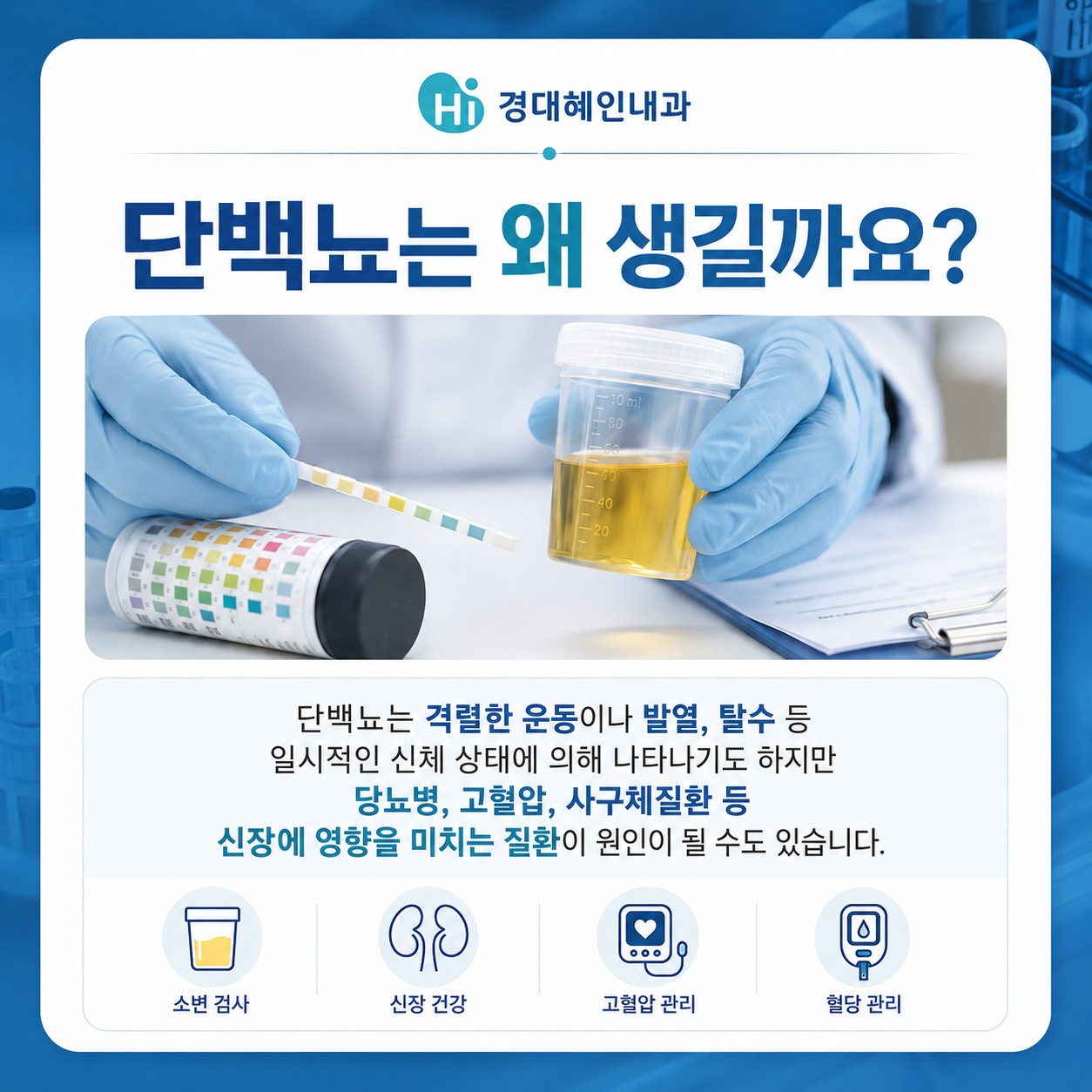 단백뇨 원인 운동 발열 탈수 신장질환 안내 이미지